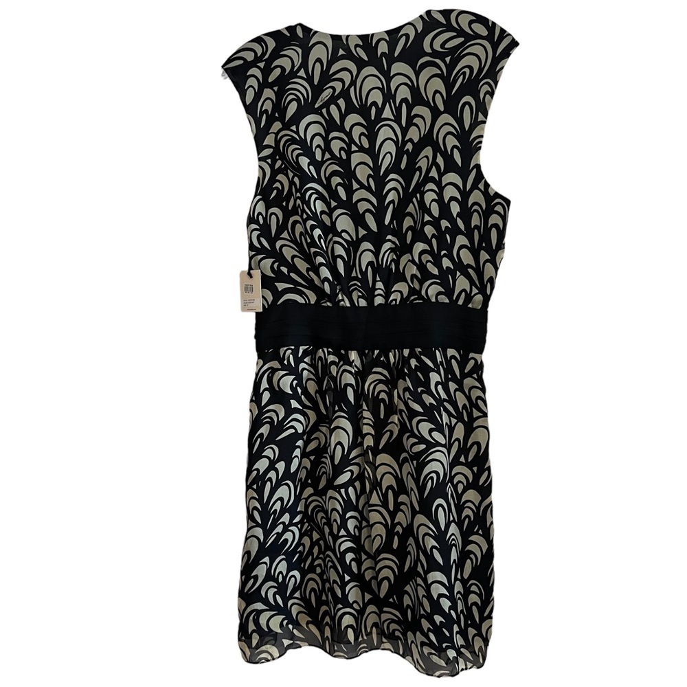 MILLY 100% Silk Dress from Nordstrom in Black/Beige Size 12 NWT - Picture 4 of 12